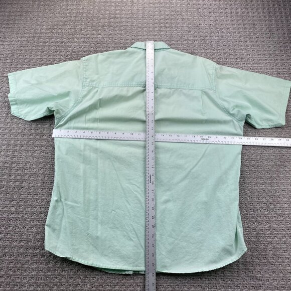 Vintage Polo Shirt Men Large L Green BELLISSIMO Button Up 80s 100% Cotton Casual - Picture 10 of 12